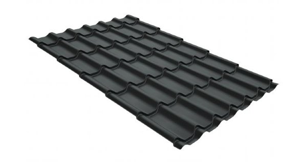 Металлочерепица классик GL 0,5 GreenCoat Pural RR 23 темно-серый (RAL 7024 мокрый асфальт) купить в Павловском Посаде