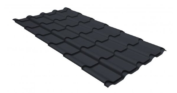 Металлочерепица камея GL 0,5 GreenCoat Pural RR 23 темно-серый (RAL 7024 мокрый асфальт) купить в Павловском Посаде