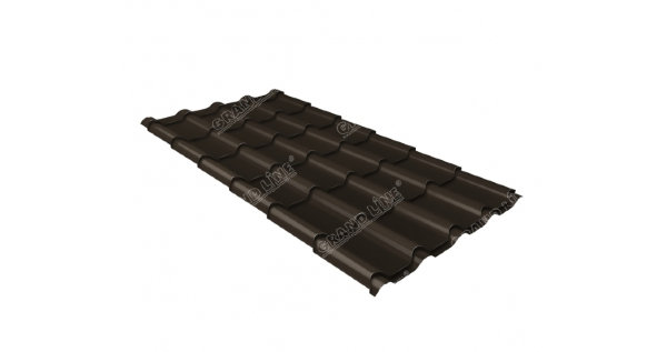 Металлочерепица камея GL 0,5 GreenCoat Pural RR 32 темно-коричневый (RAL 8019 серо-коричневый) купить в Павловском Посаде