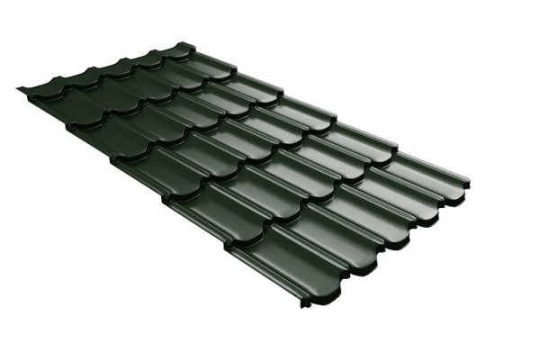 Металлочерепица квинта плюс с 3D резом 0,5 GreenСoat Pural Matt RR 11 темно-зеленый (RAL 6020 хромовая зелень) купить в Павловском Посаде