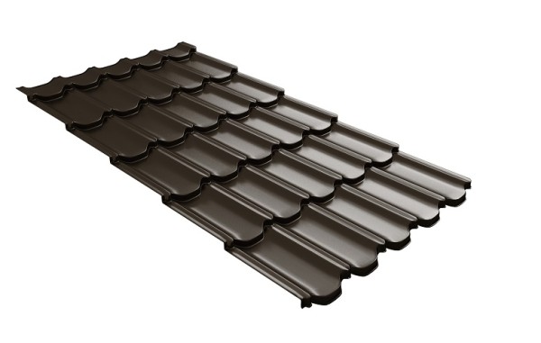Металлочерепица квинта плюс с 3D резом 0,5 GreenСoat Pural Matt RR 32 темно-коричневый (RAL 8019 серо-коричневый) купить в Павловском Посаде
