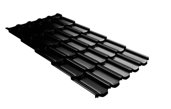 Металлочерепица квинта плюс с 3D резом 0,5 GreenСoat Pural Matt RR 33 черный (RAL 9005 черный) купить в Павловском Посаде