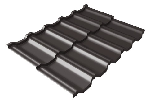 Металлочерепица модульная Квинта Uno Grand Line c 3D резом 0,5 GreenСoat Pural Matt RR 32 темно-коричневый (RAL 8019 серо-коричневый) купить в Павловском Посаде