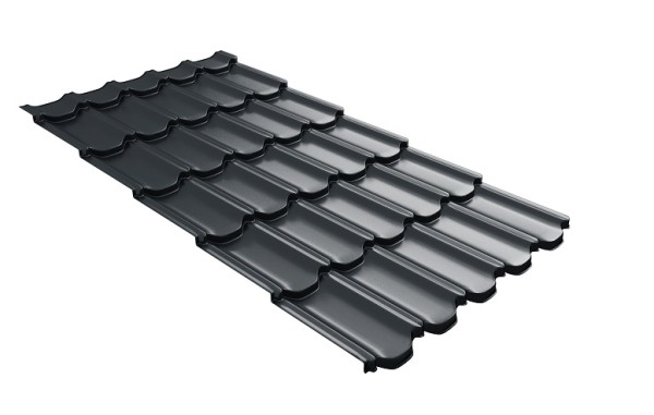 Металлочерепица квинта плюс с 3D резом 0,5 Satin RAL 7016 антрацитово-серый купить в Павловском Посаде