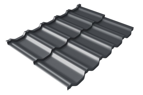 Металлочерепица модульная Квинта Uno Grand Line c 3D резом 0,5 Velur RAL 7024 мокрый асфальт купить в Павловском Посаде