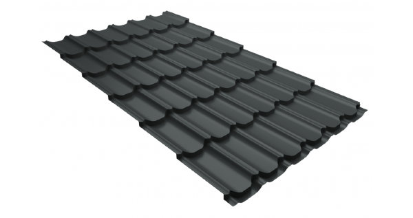 Металлочерепица квинта плюс 0,5 GreenCoat Pural Matt RR 23 темно-серый (RAL 7024 мокрый асфальт) купить в Павловском Посаде